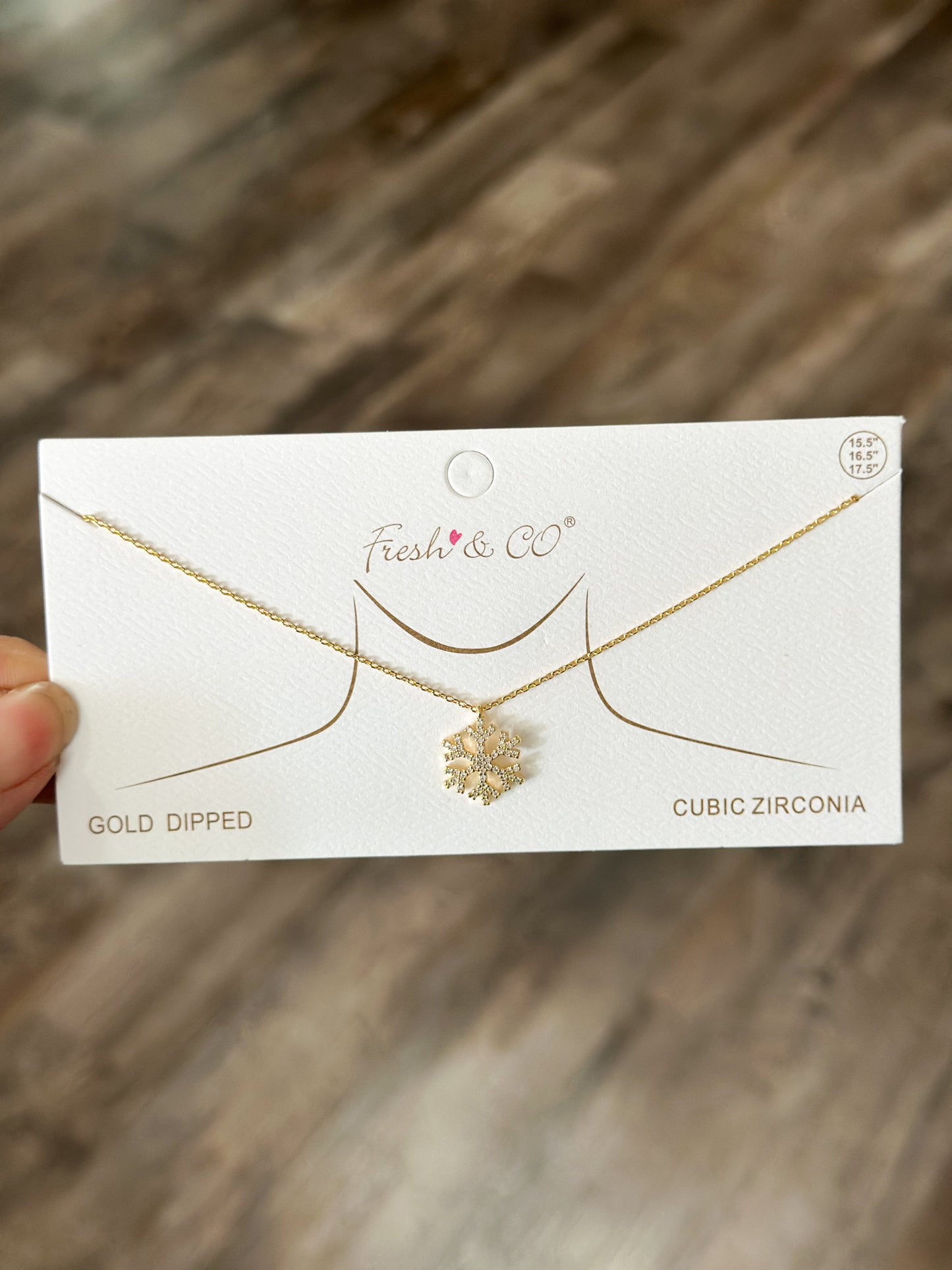 Sparkly Snowflake Necklace (Gold)