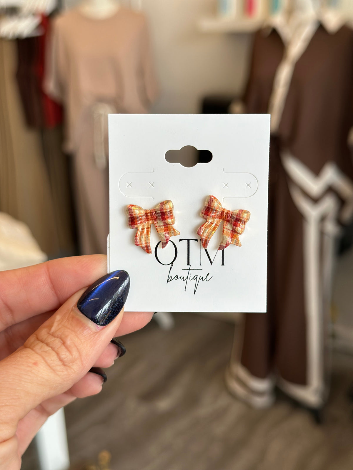 Fall Plaid Bow Earrings