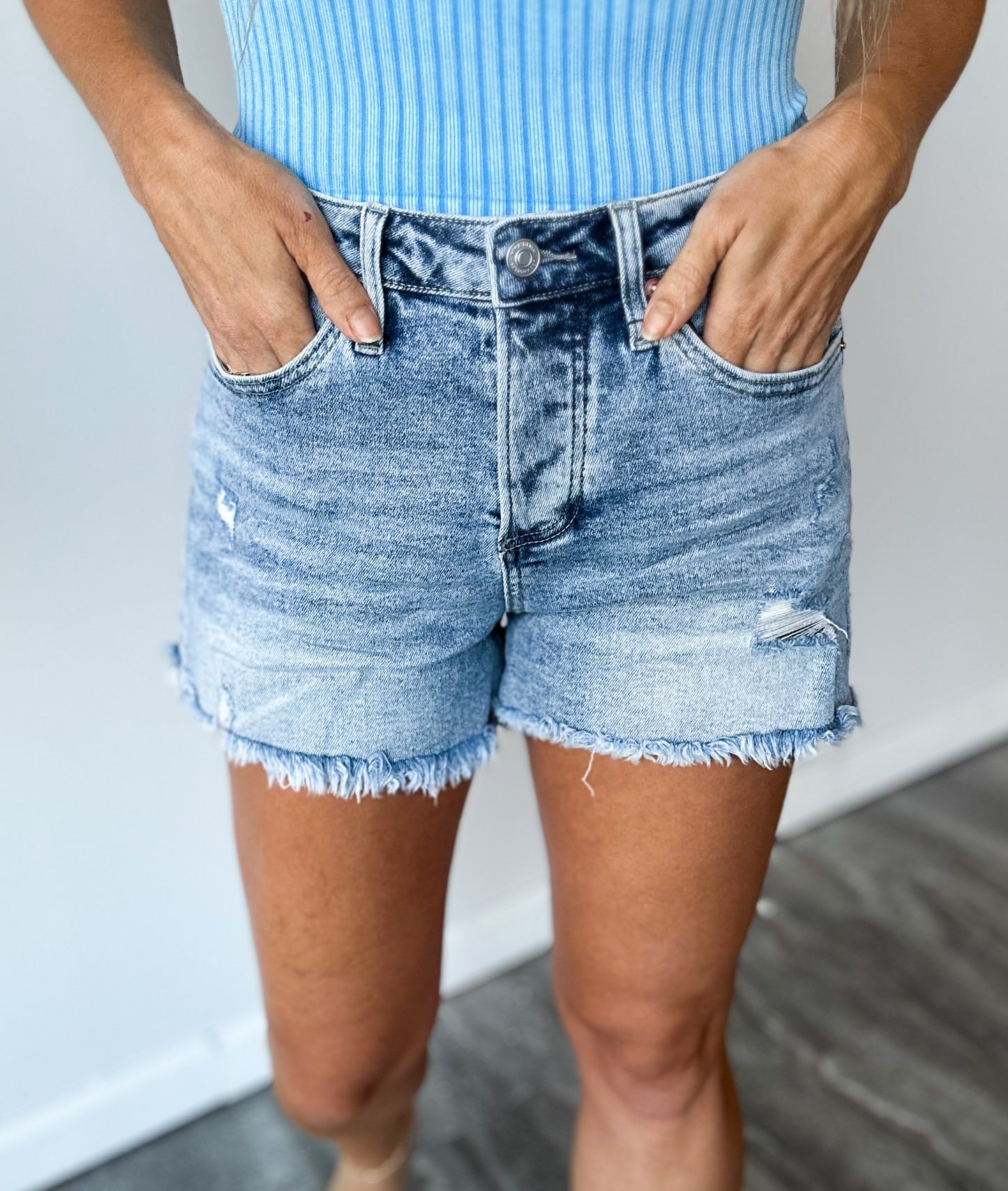 Maci High-Rise Denim Shorts