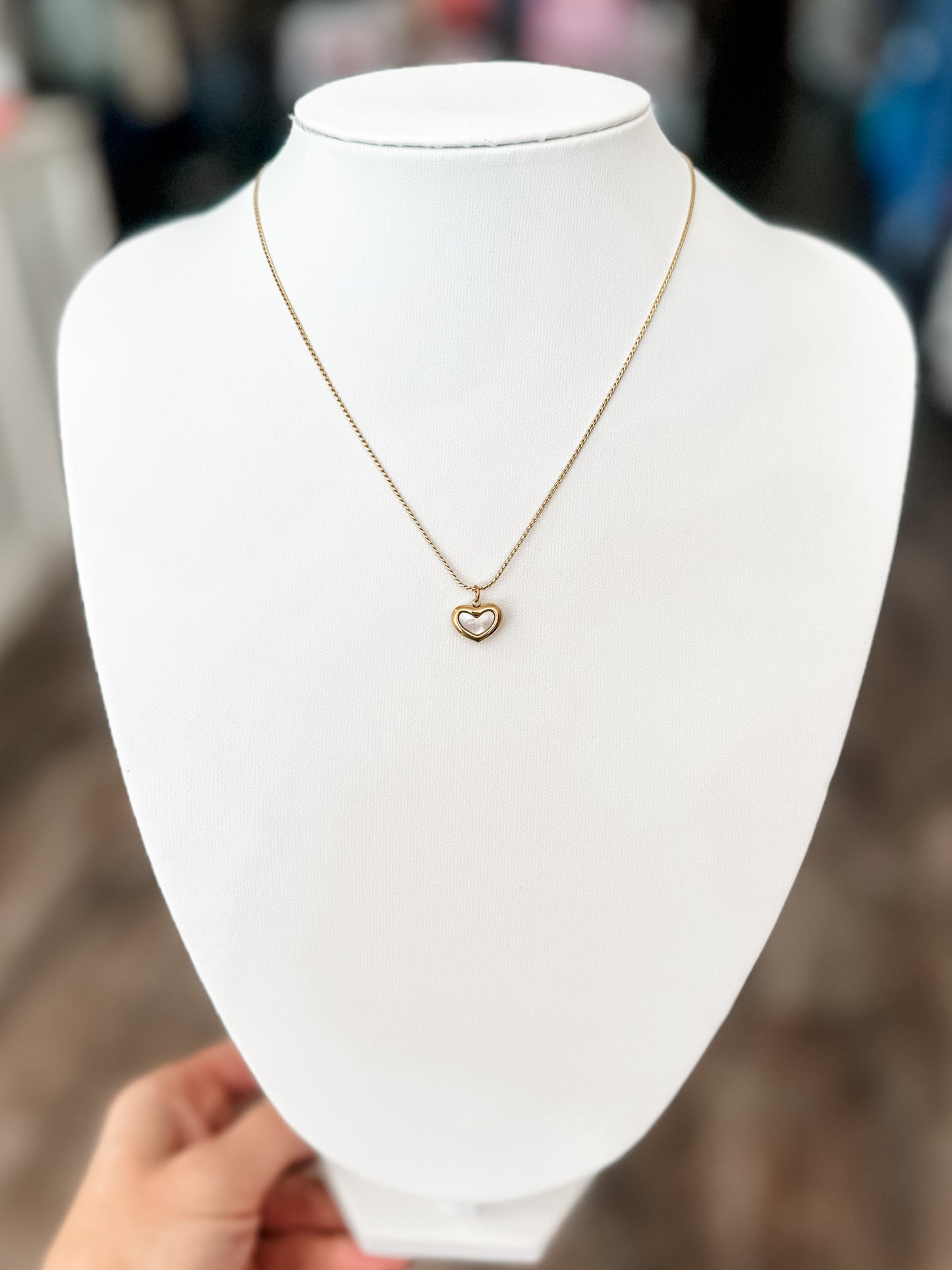 Iridescent Heart Gold Necklace