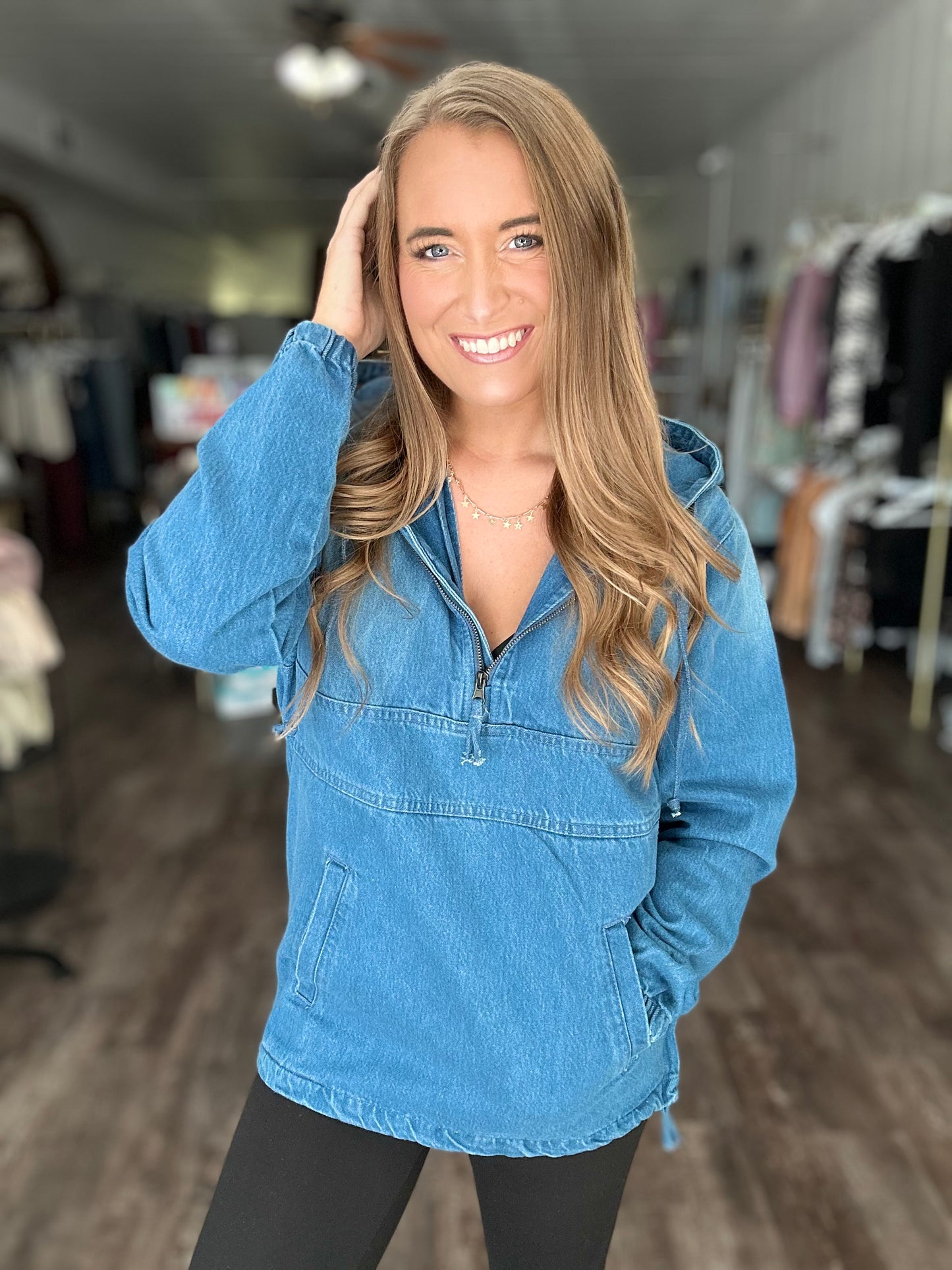 Always Trendy Denim Pullover