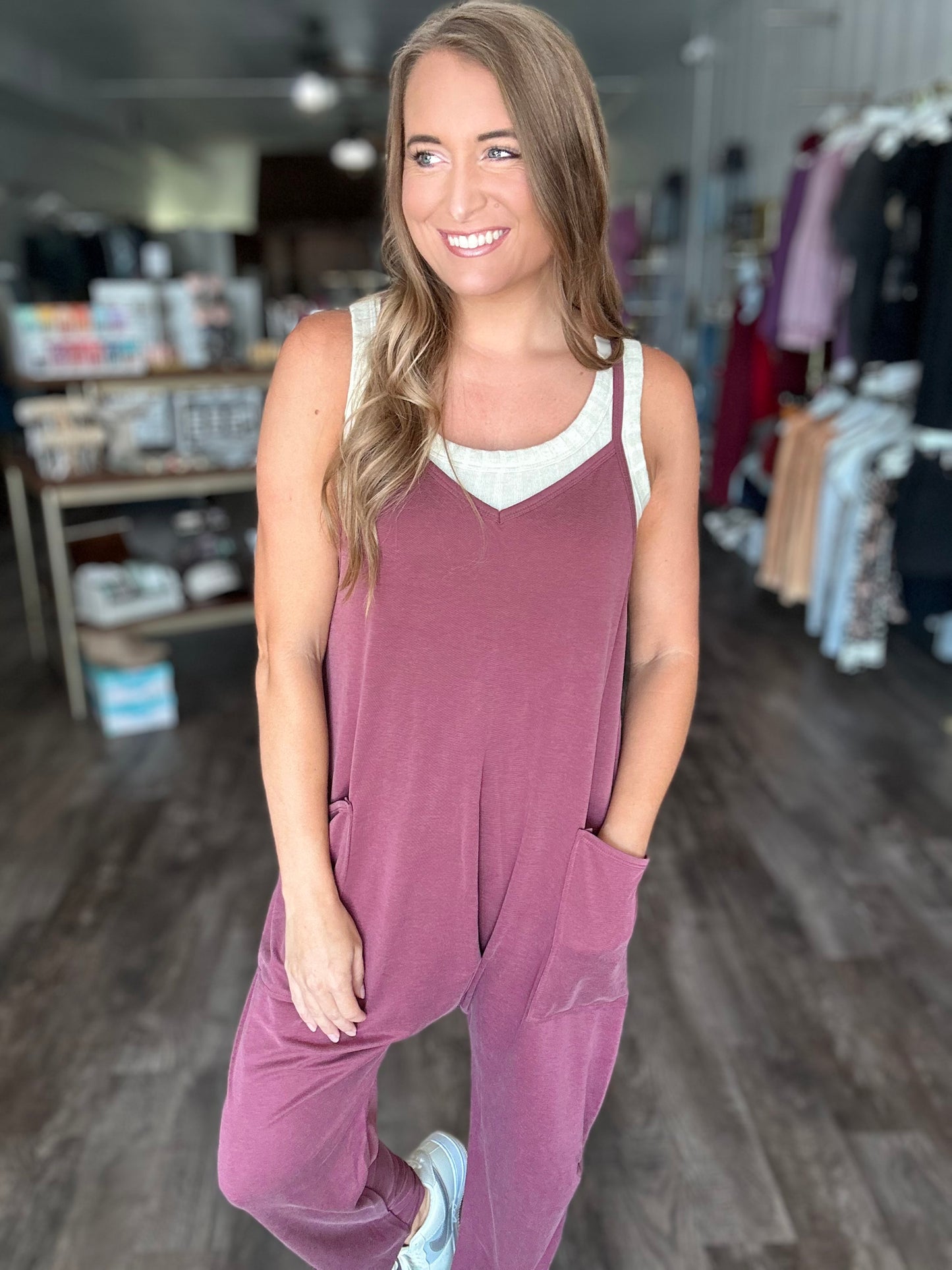 Dream On Harem Jumpsuit - Burgundy
