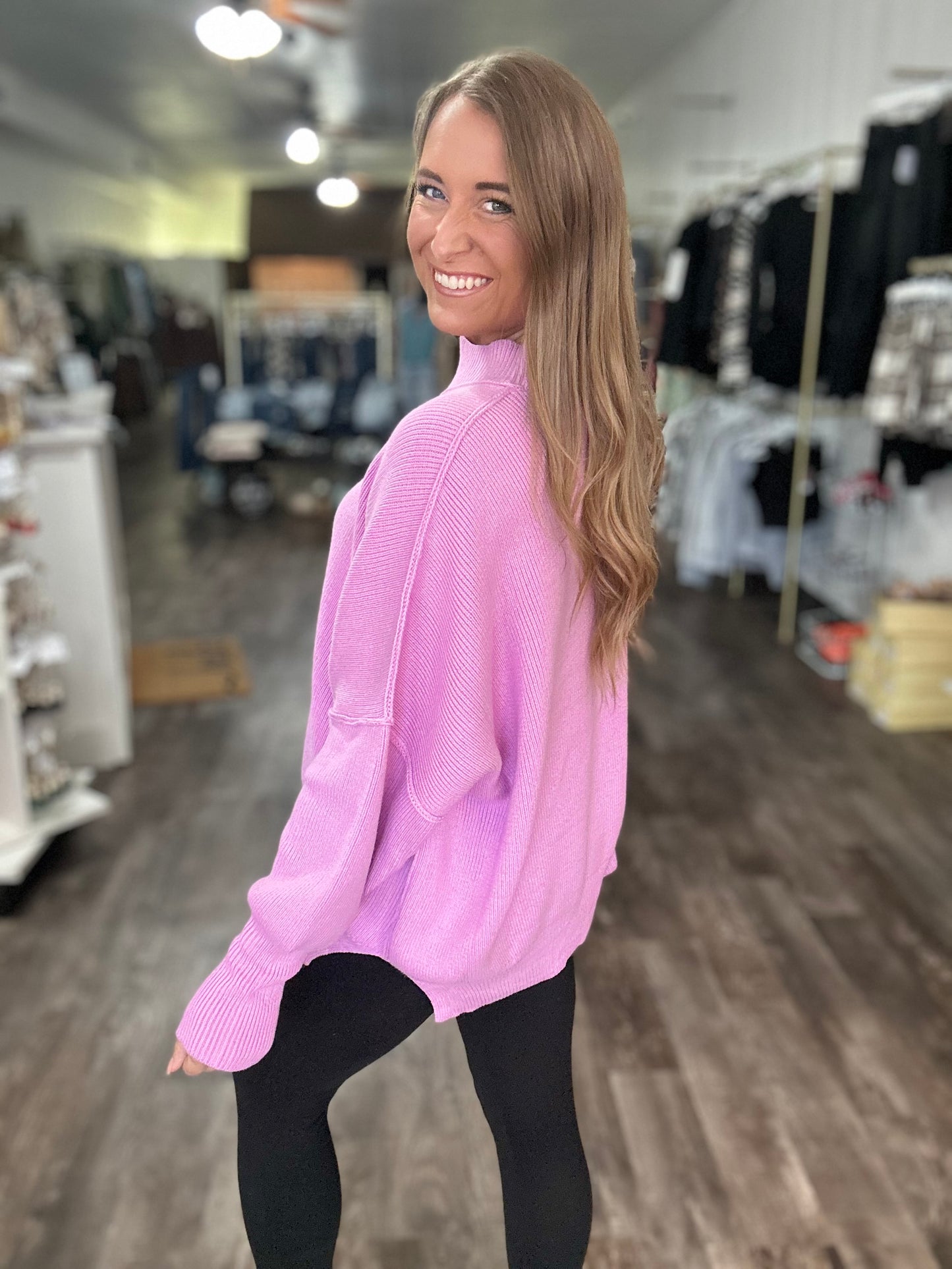 Daydreamer Oversized Mock Neck Sweater - Mauve