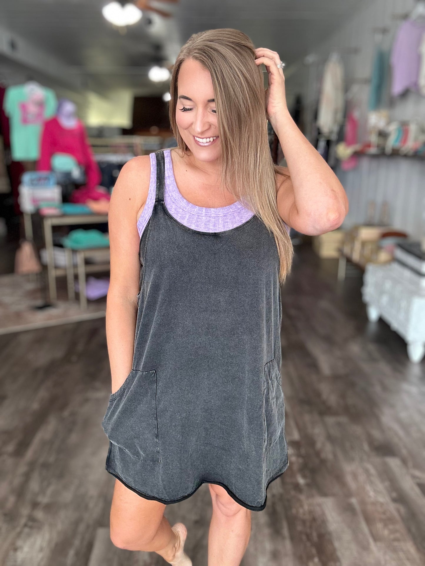 Best I Can Dress/Romper - Washed Black