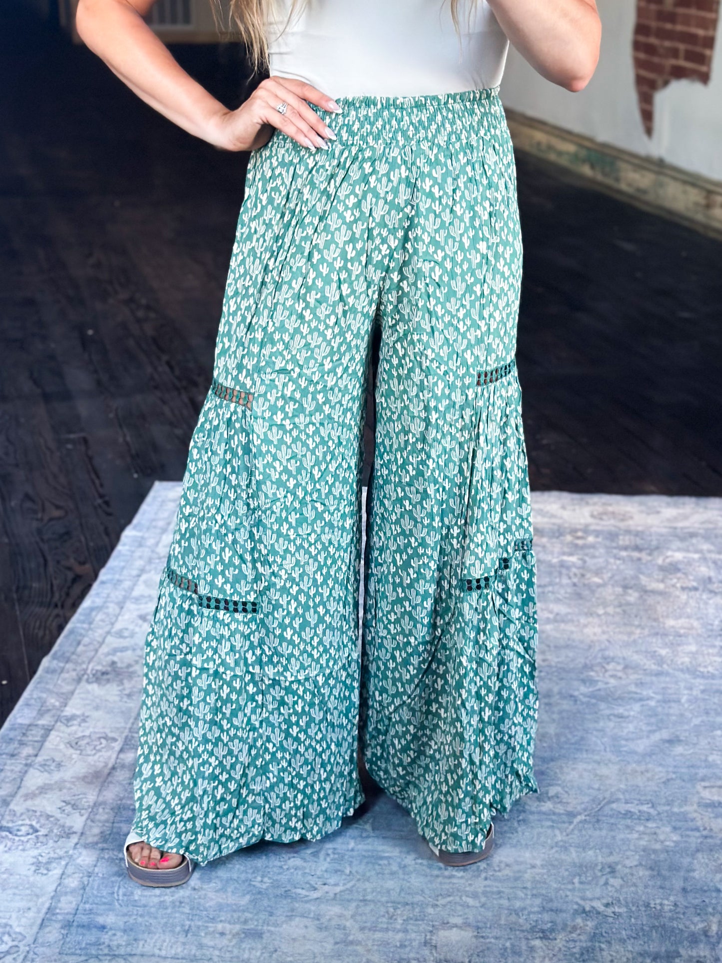 Cactus Bloom Wide Leg Pants