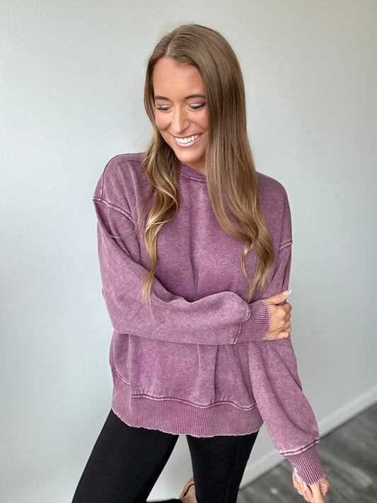 Tali Fleece Pullover (Eggplant)