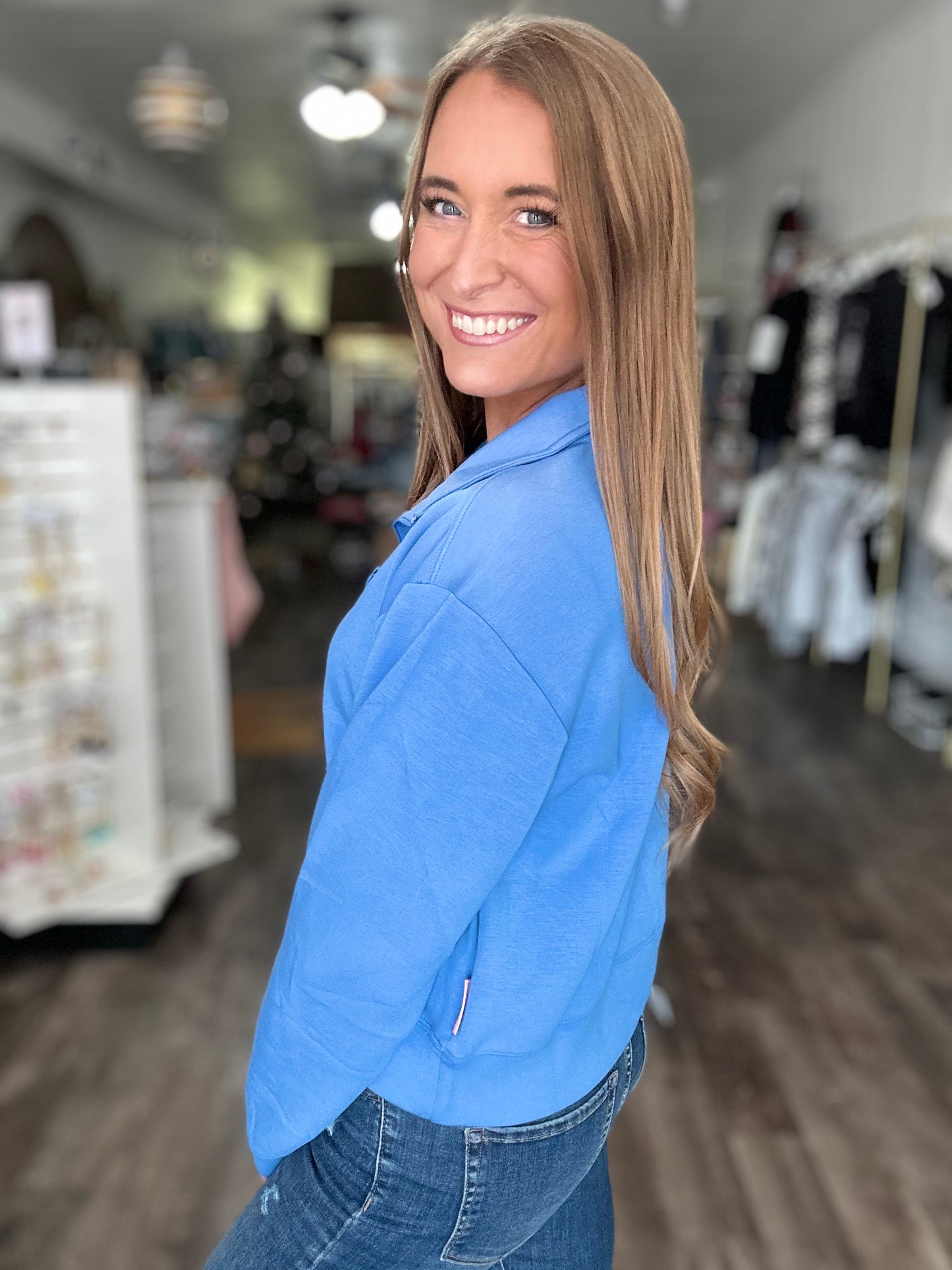 Ellie Quarter Zip (Marine) - Simply Southern