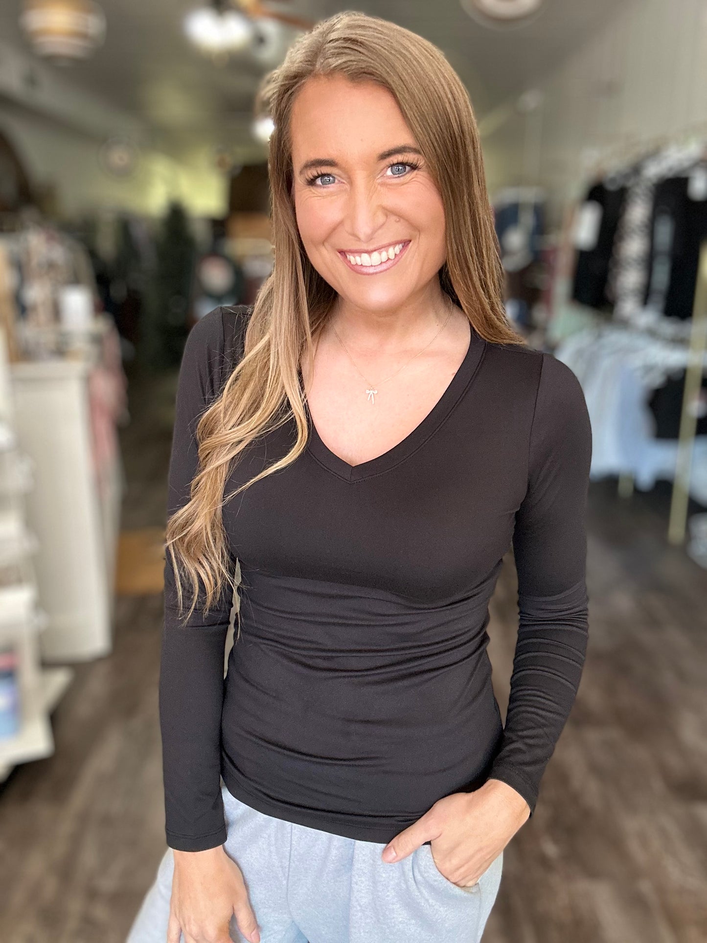 Keep It Chill Long Sleeve V-Neck (Black)