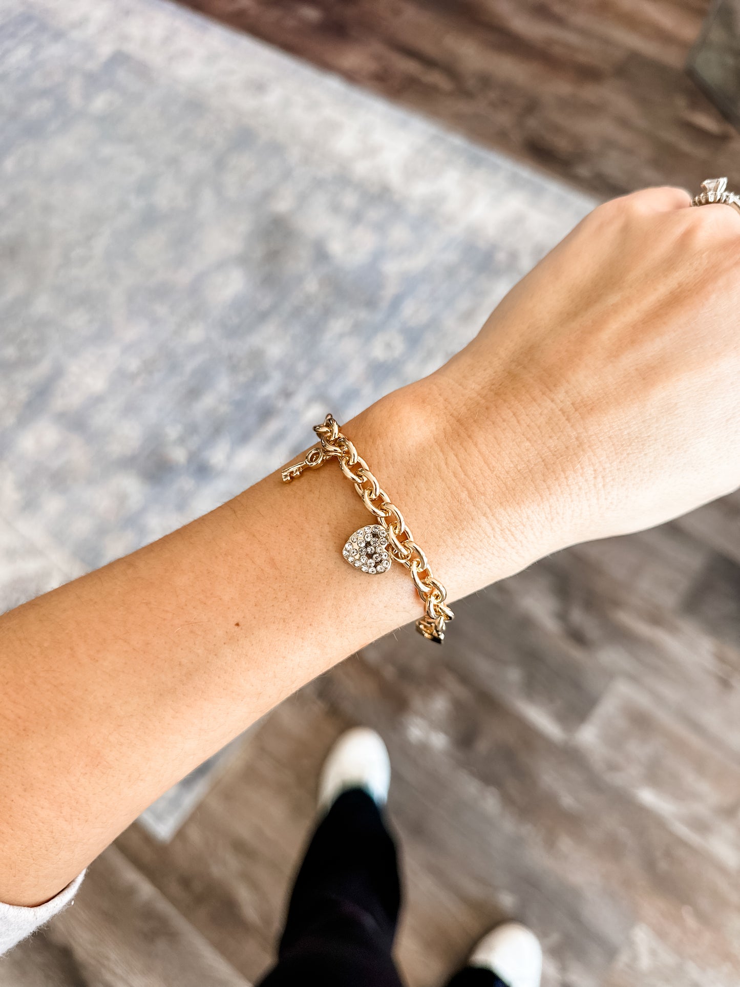 Heart & Key Bracelet (Gold)