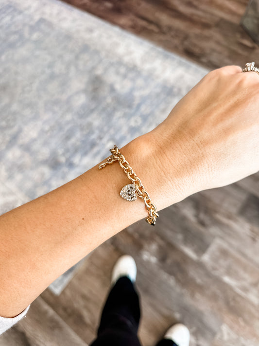 Heart & Key Bracelet (Gold)