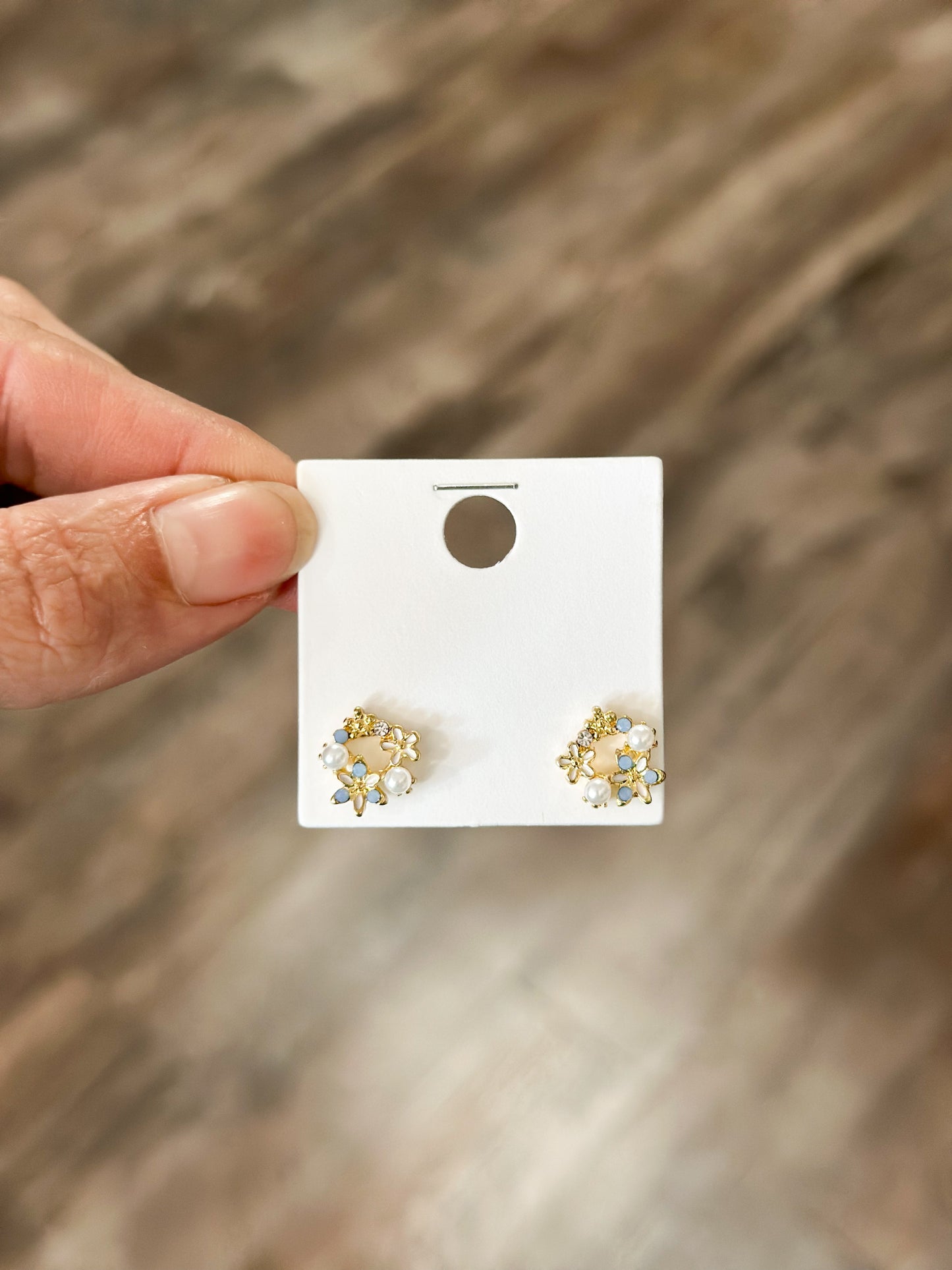 Dainty Floral/Pearl Stud Earrings