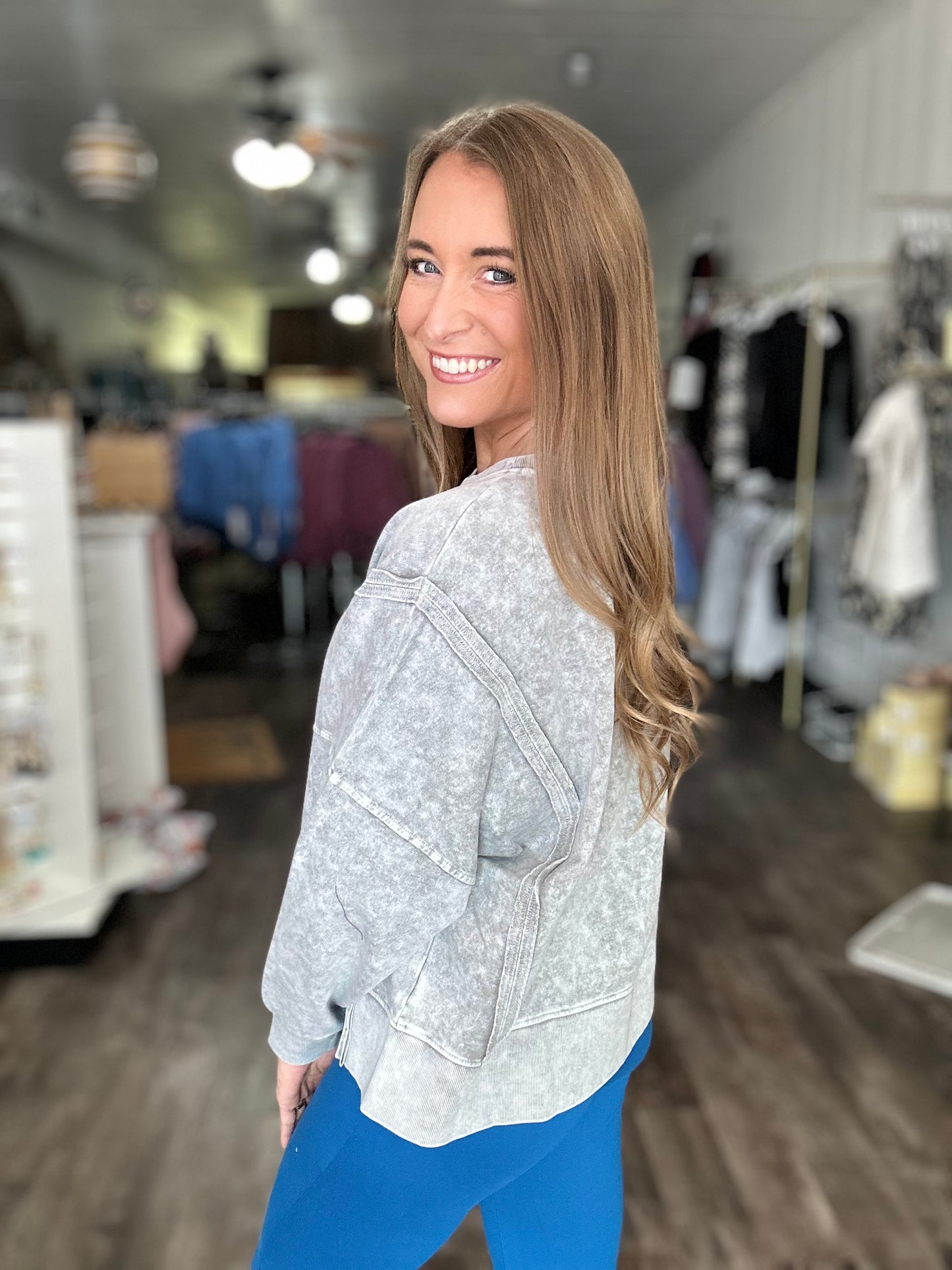 Keep It Going Washed Pullover (Grey)