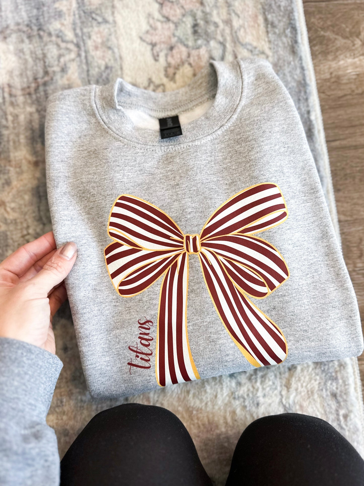 PREORDER Titans Striped Bow Crewneck (Adult)