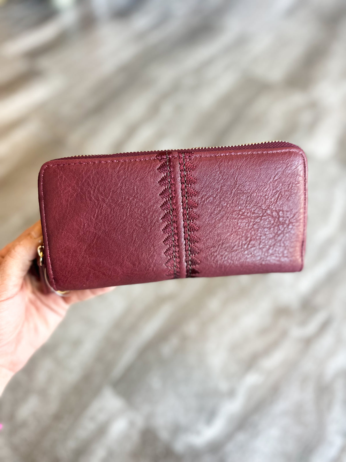 Sherrie Double Zipper Wallet (Wine)