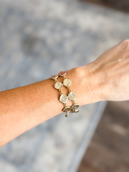 Hammered Disc Bracelet (Gold)