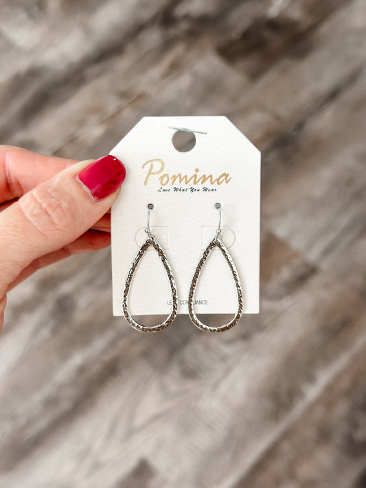 Open Teardrop Earrings (Silver)
