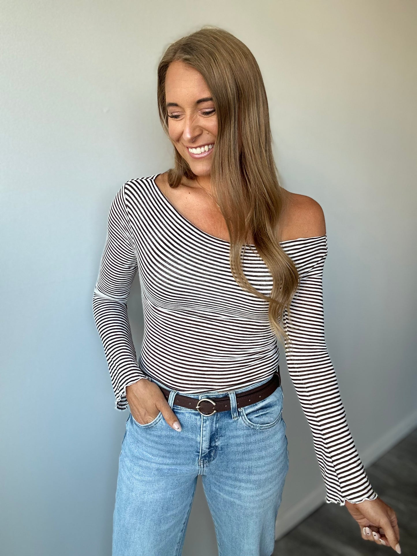 Make Life Easy Striped Top (Brown)
