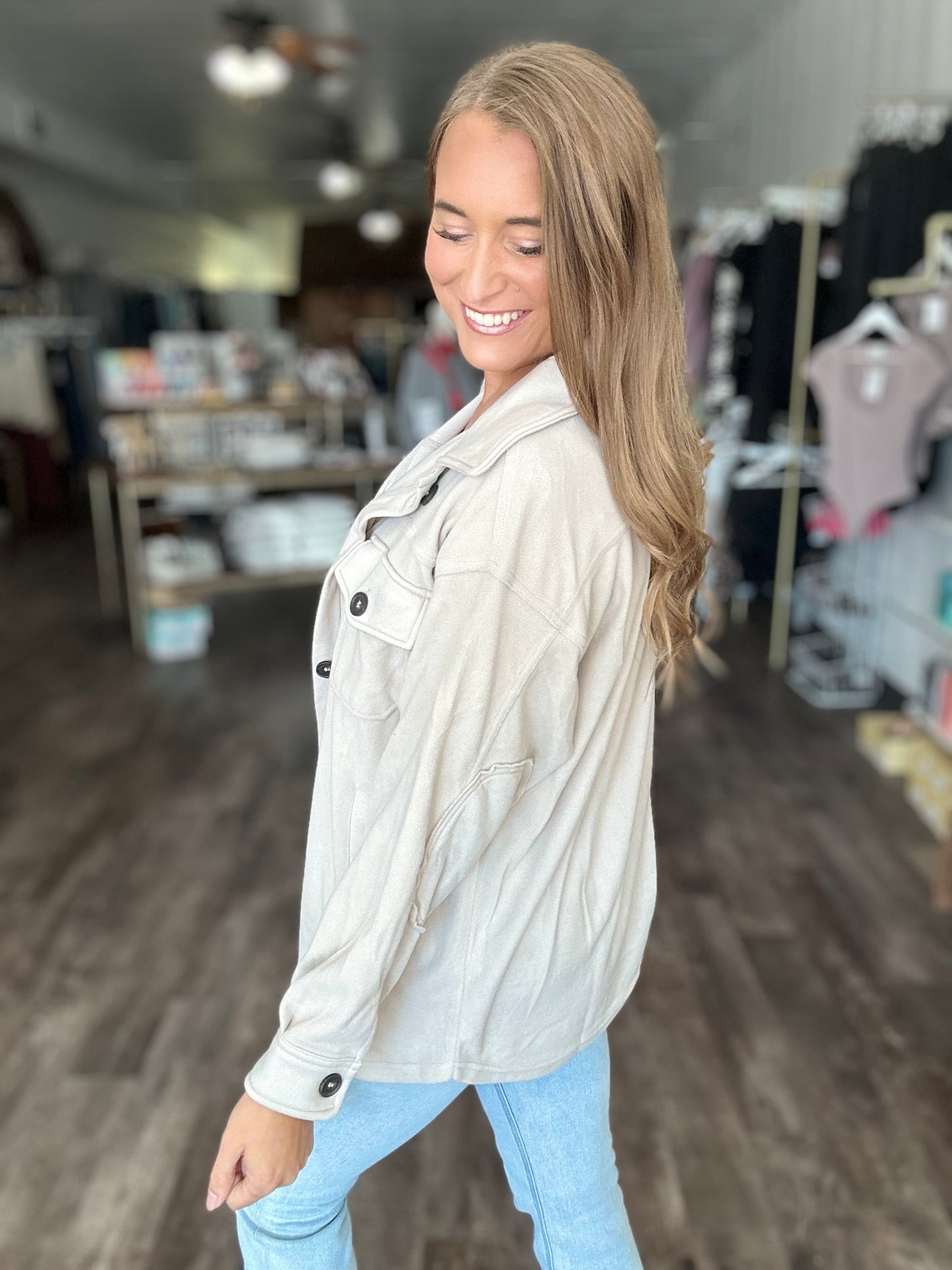 Sweet Love Fleece Shacket - Sand