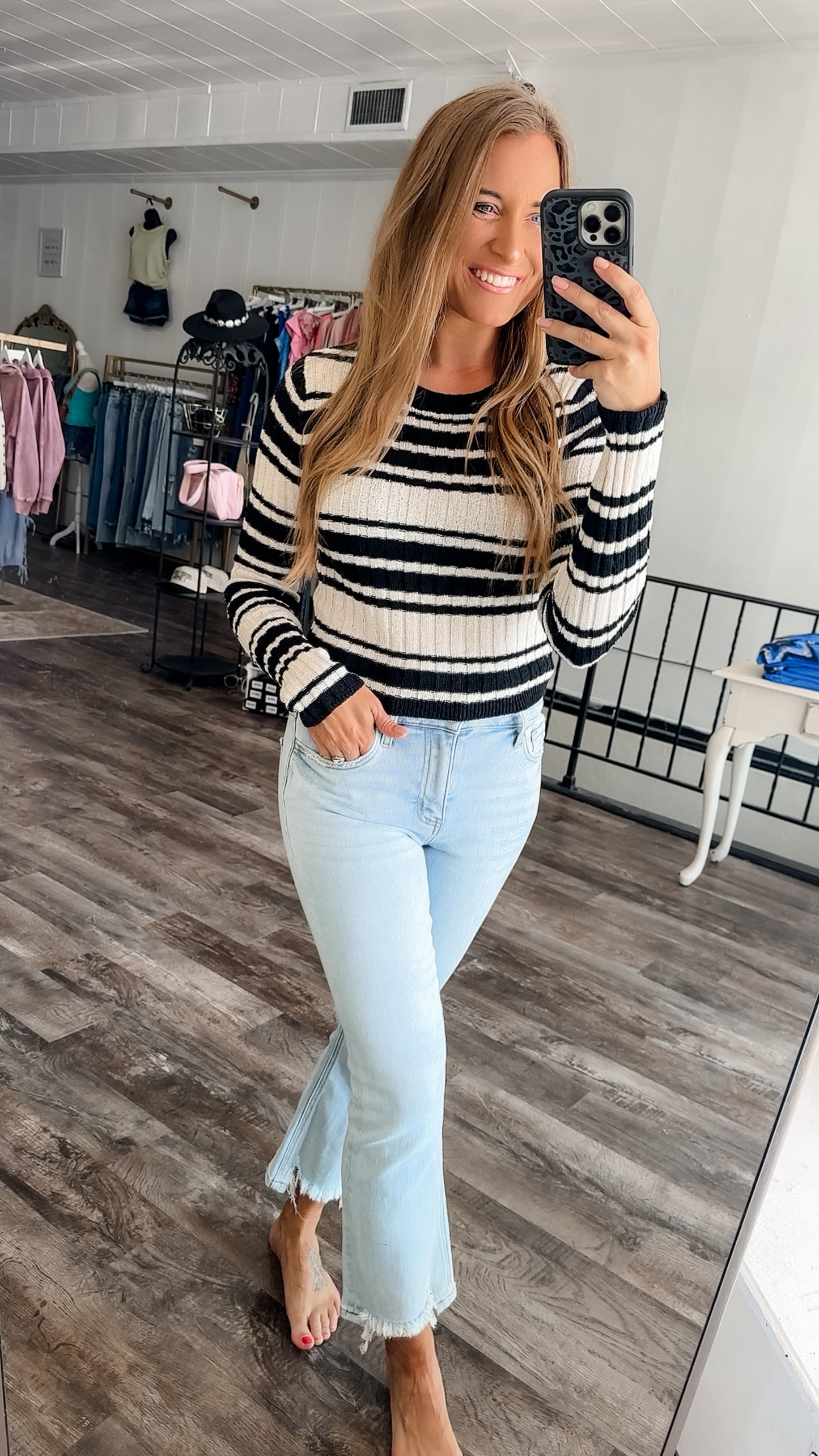 Call It A Day Striped Sweater - Black