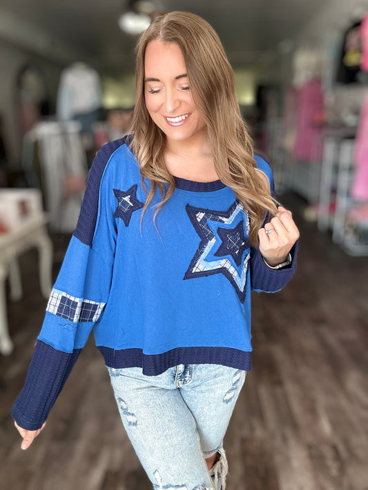 Don’t Want To Leave Oversized Top - Blue