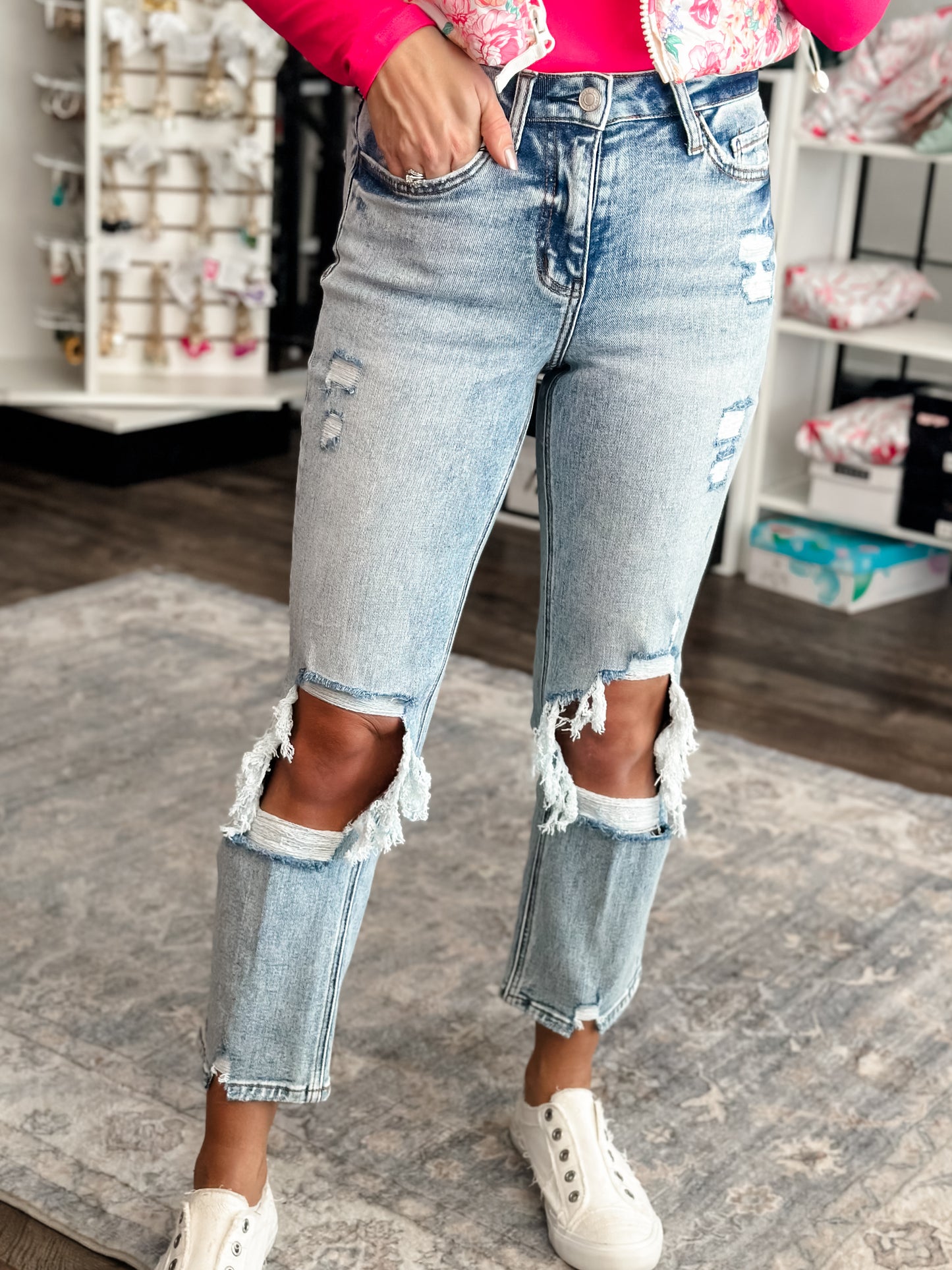 RESTOCK Memphis Distressed Cropped Denim