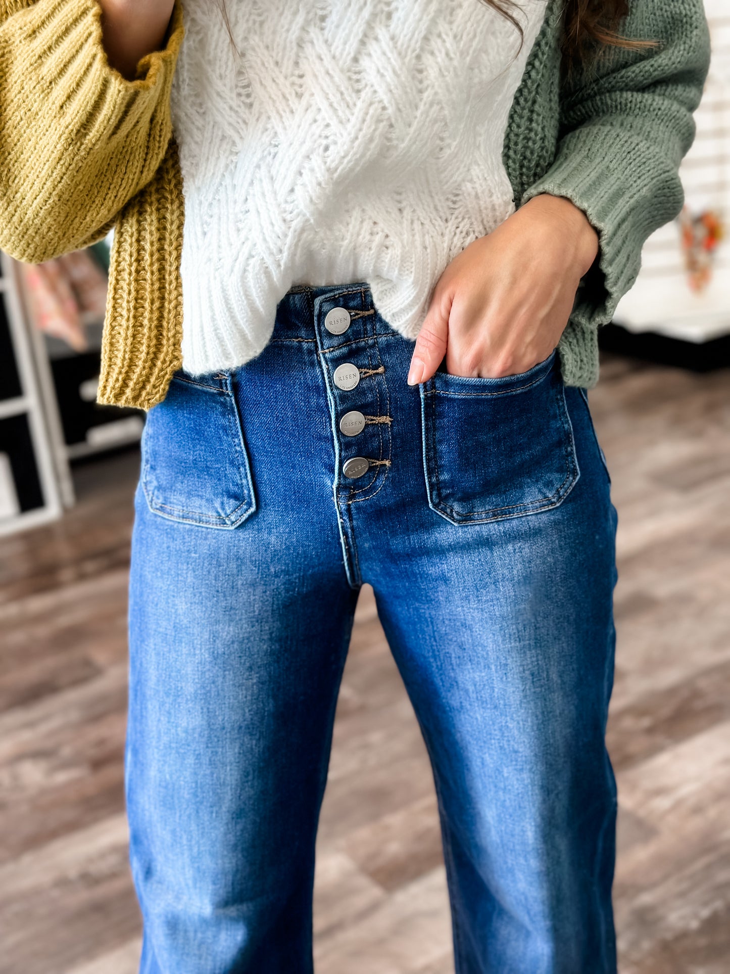 Marla Wide Leg Cuffed Denim