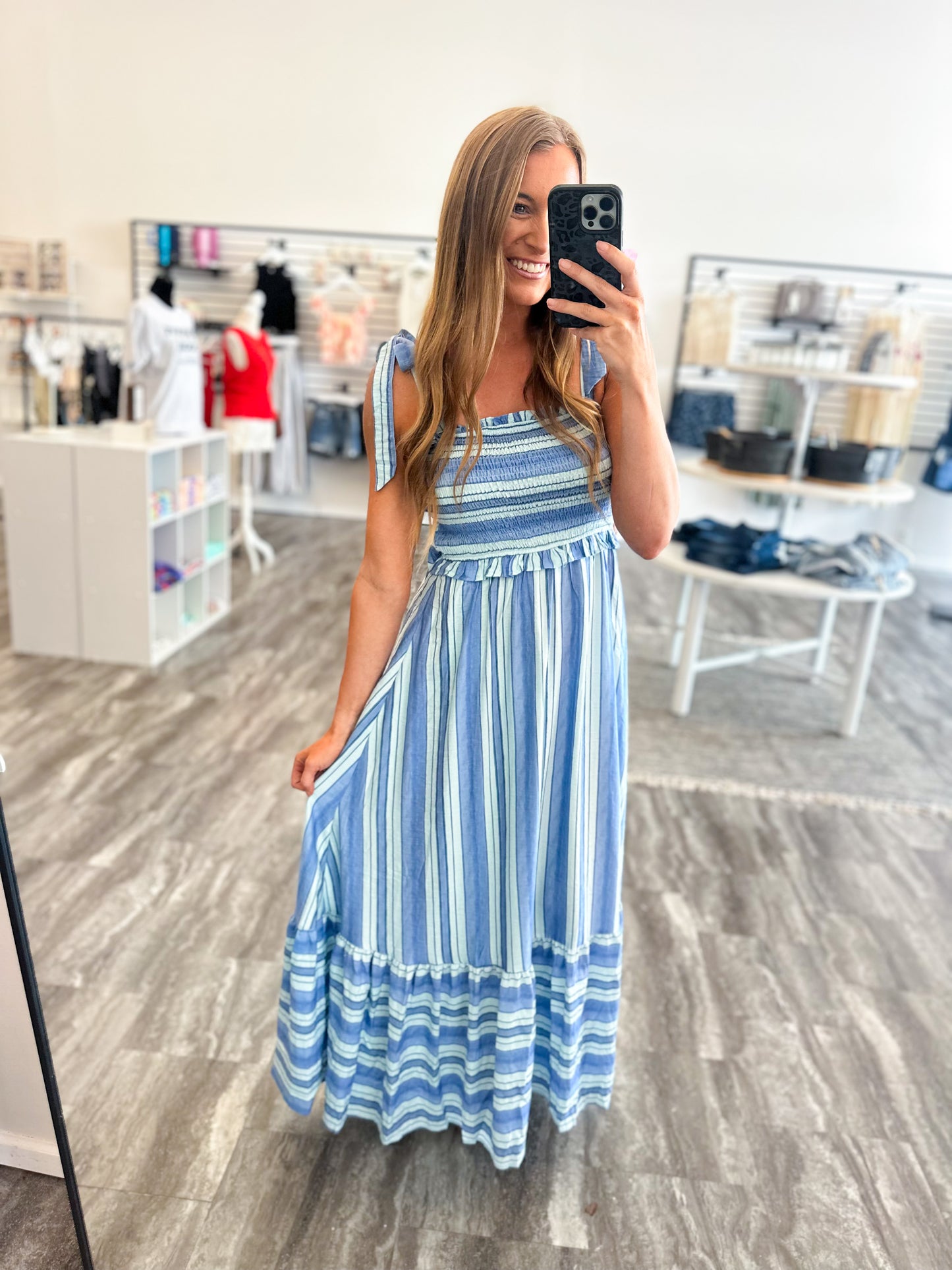 Summer Splash Striped Maxi Dress