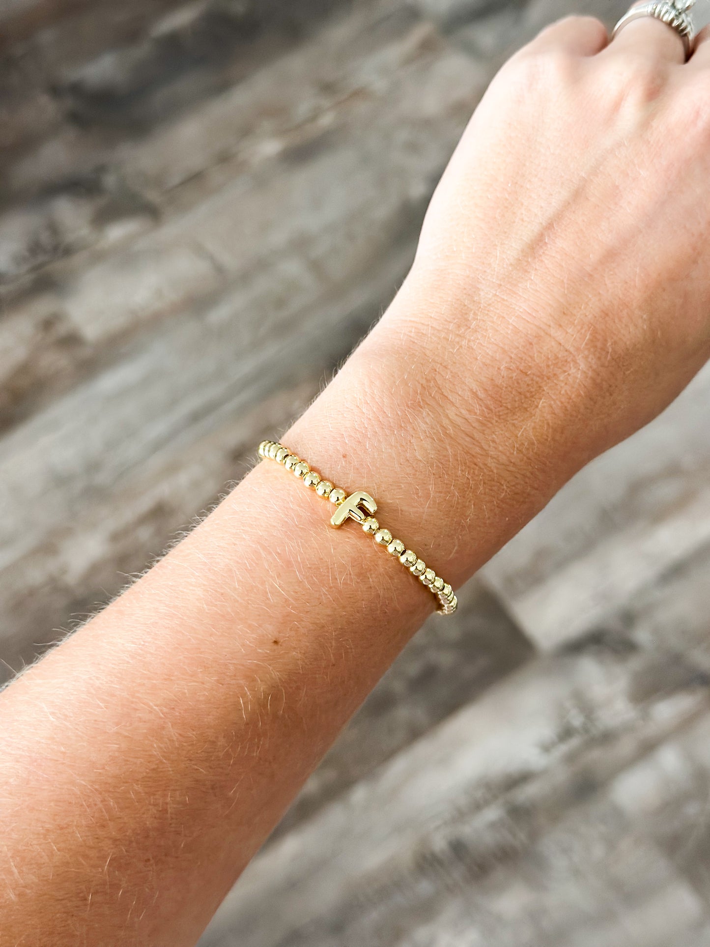 Initial Bubble Stretch Bracelet - F