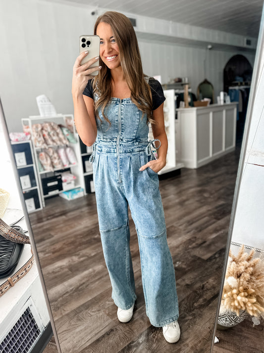 Just A Thought Denim Jumpsuit