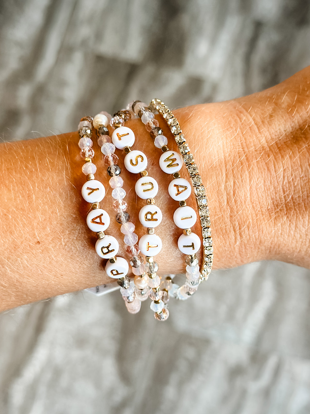 PREORDER Pray, Trust, Wait Stacked Bracelet