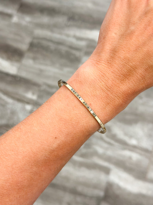 One Day At A Time Bangle Bracelet (Gold)