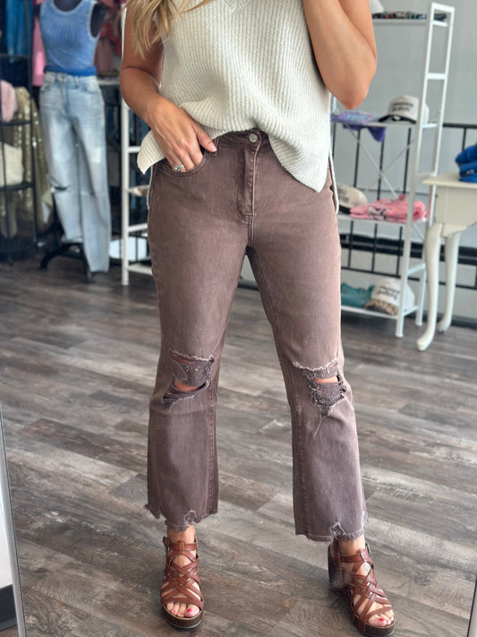 Cecilia Destroyed Denim - Mahogany