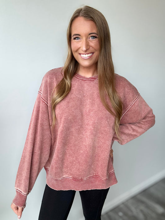 Tali Fleece Pullover (Rust)