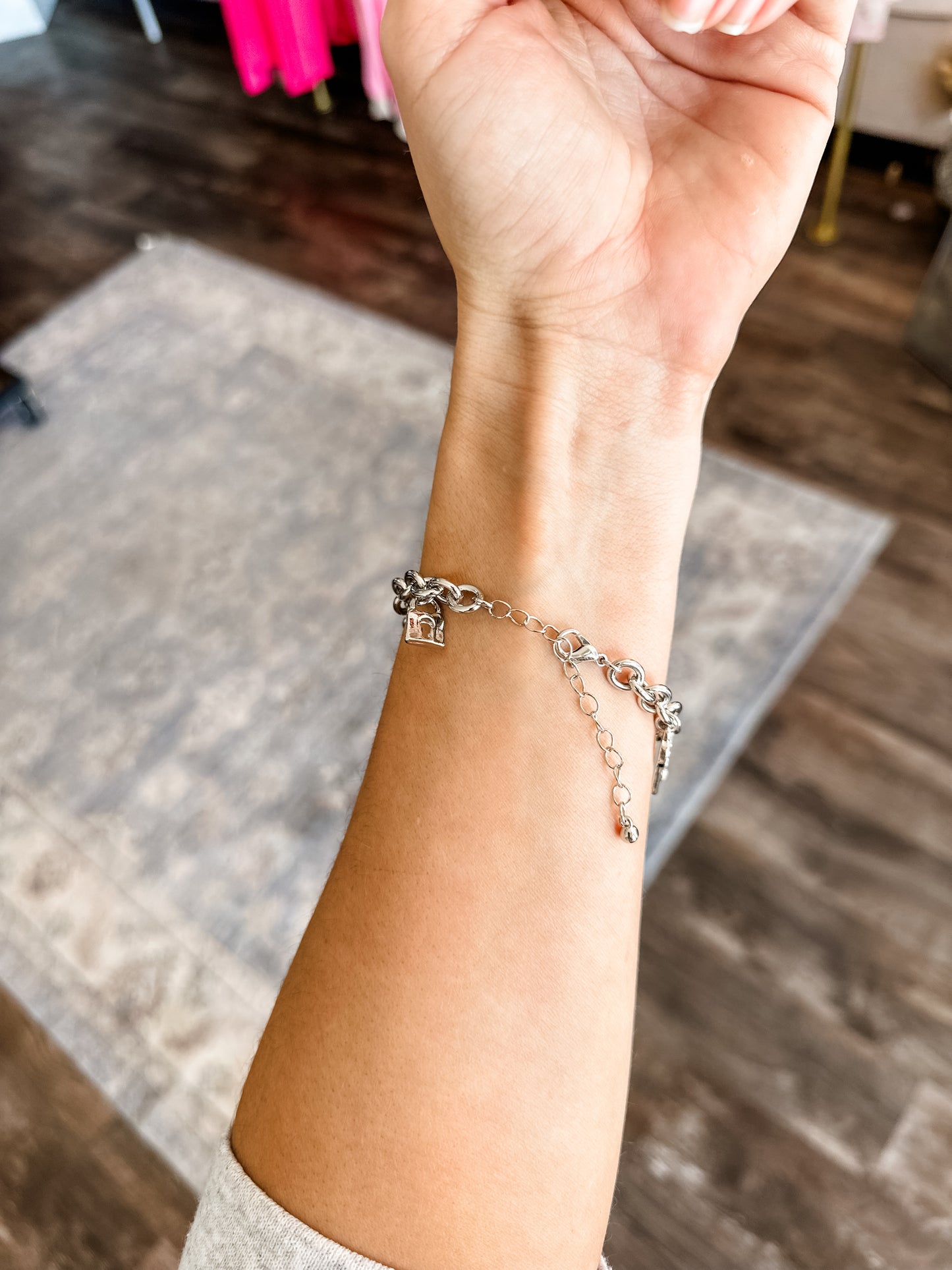 Heart & Key Bracelet (Silver)