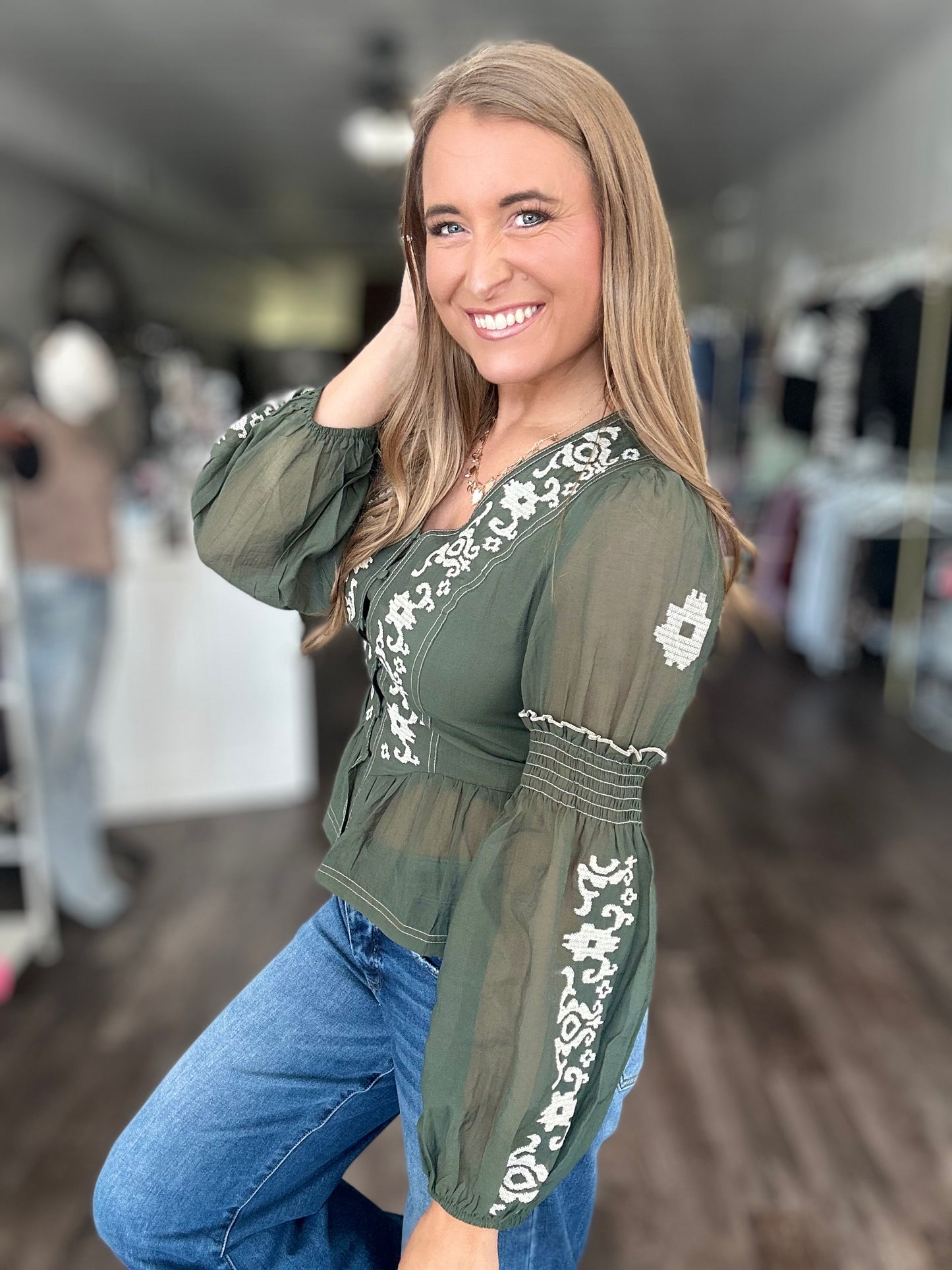 Leaving It Behind Embroidered Top