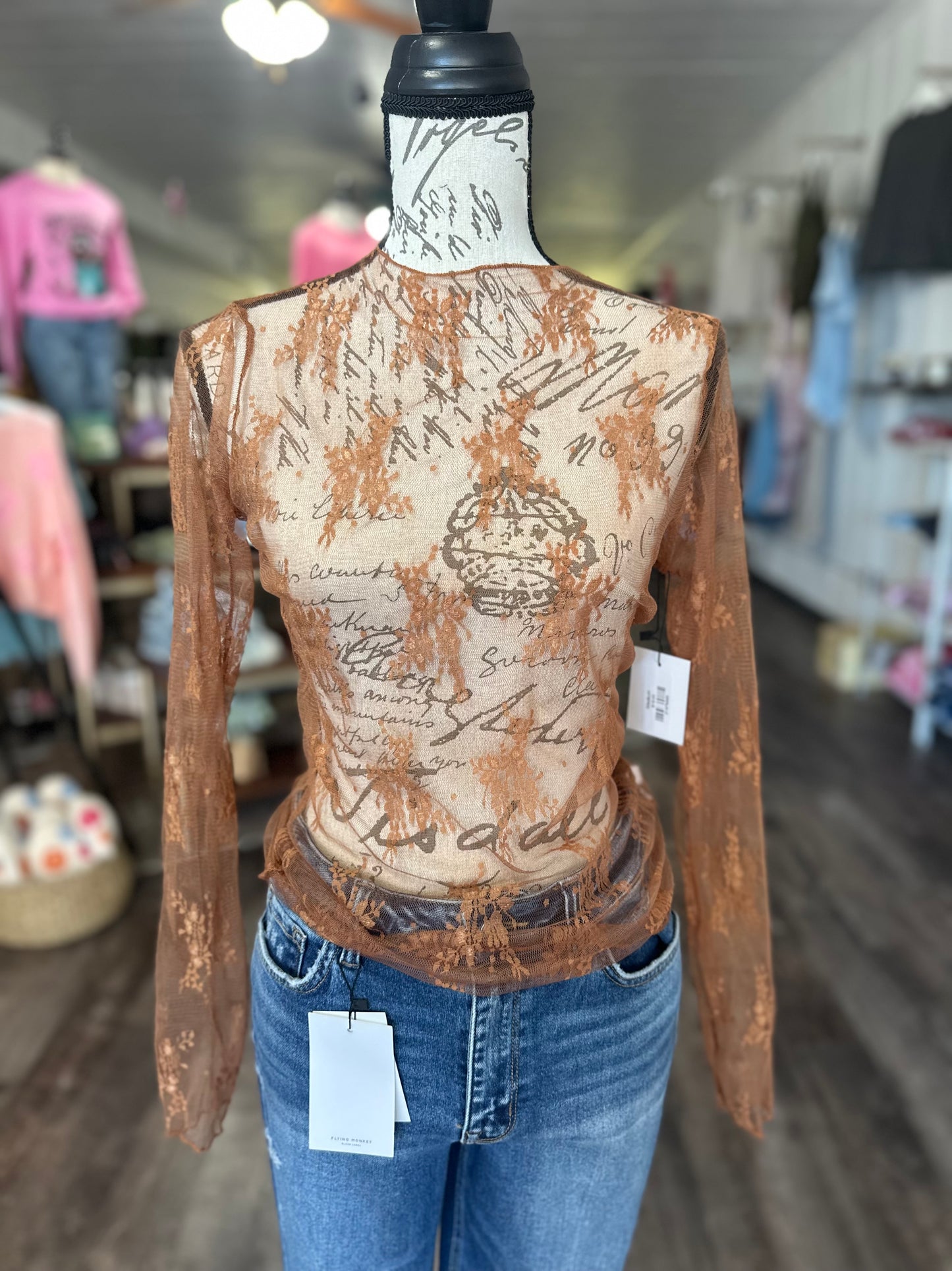 Spice Up Your Look Lace Top - Rust