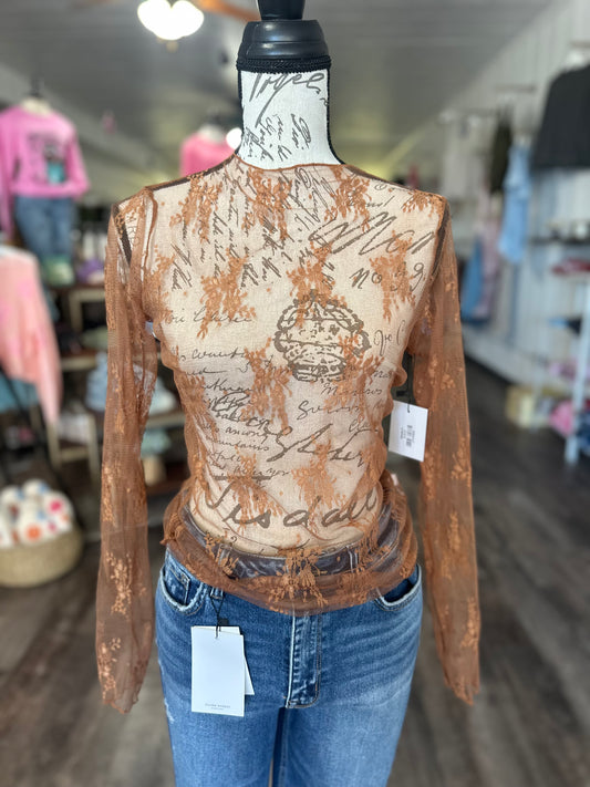 Spice Up Your Look Lace Top - Rust