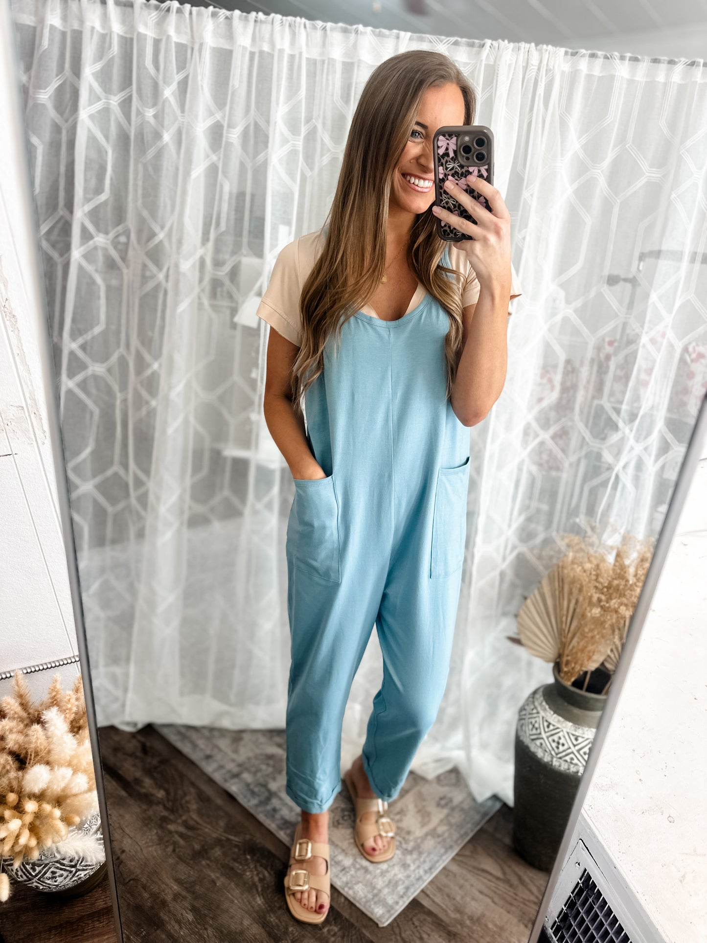 Cancel All Plans Acid Wash Jumpsuit (Dusty Teal)