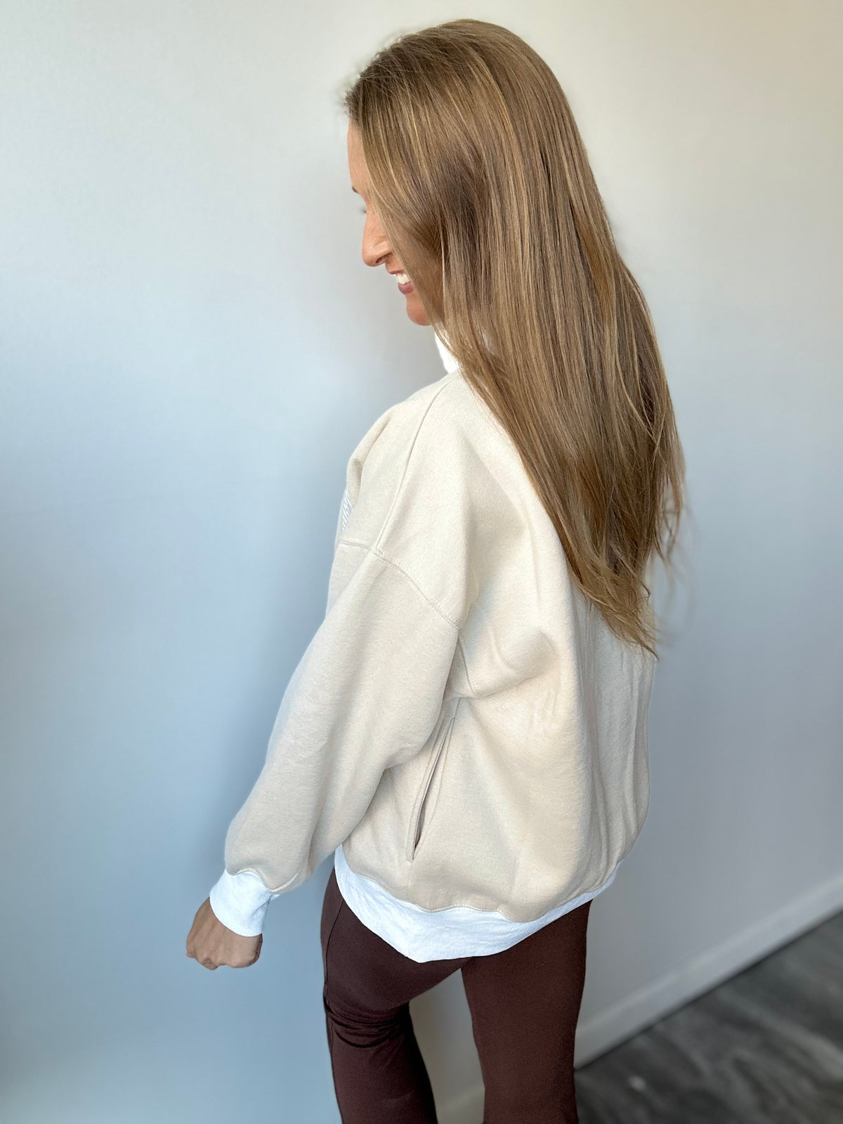 Saved Embroidered Mock Neck Crew