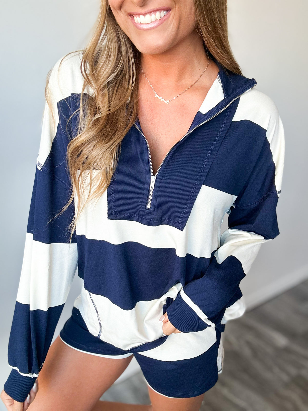 Callie Wide Striped Set (Navy)