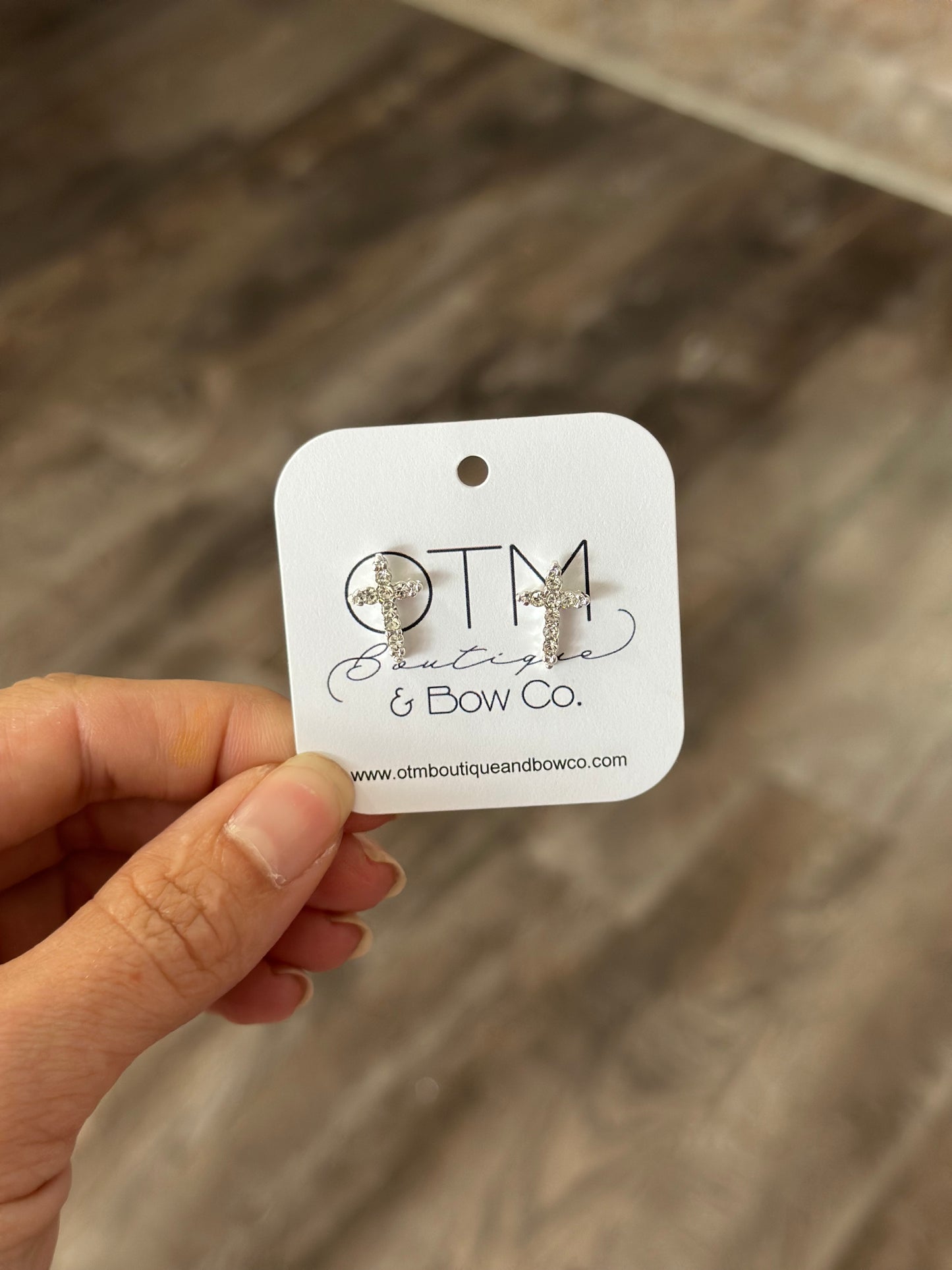 Sparkle Cross Studs - Silver