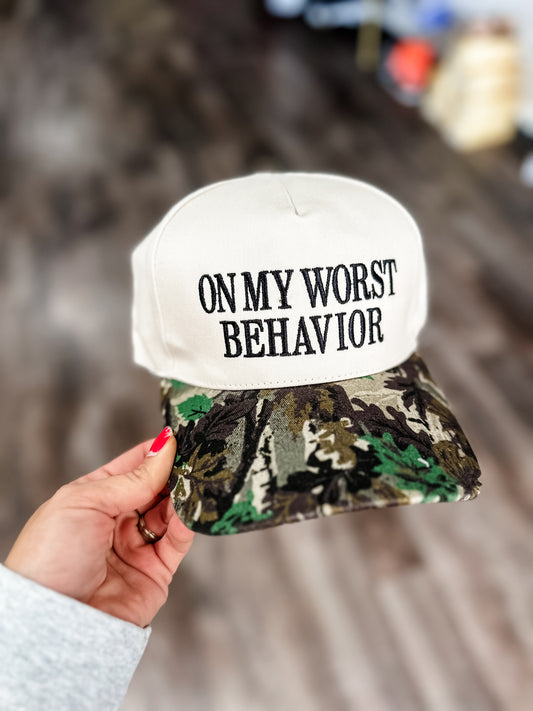 On My Worst Behavior Hat - Camo