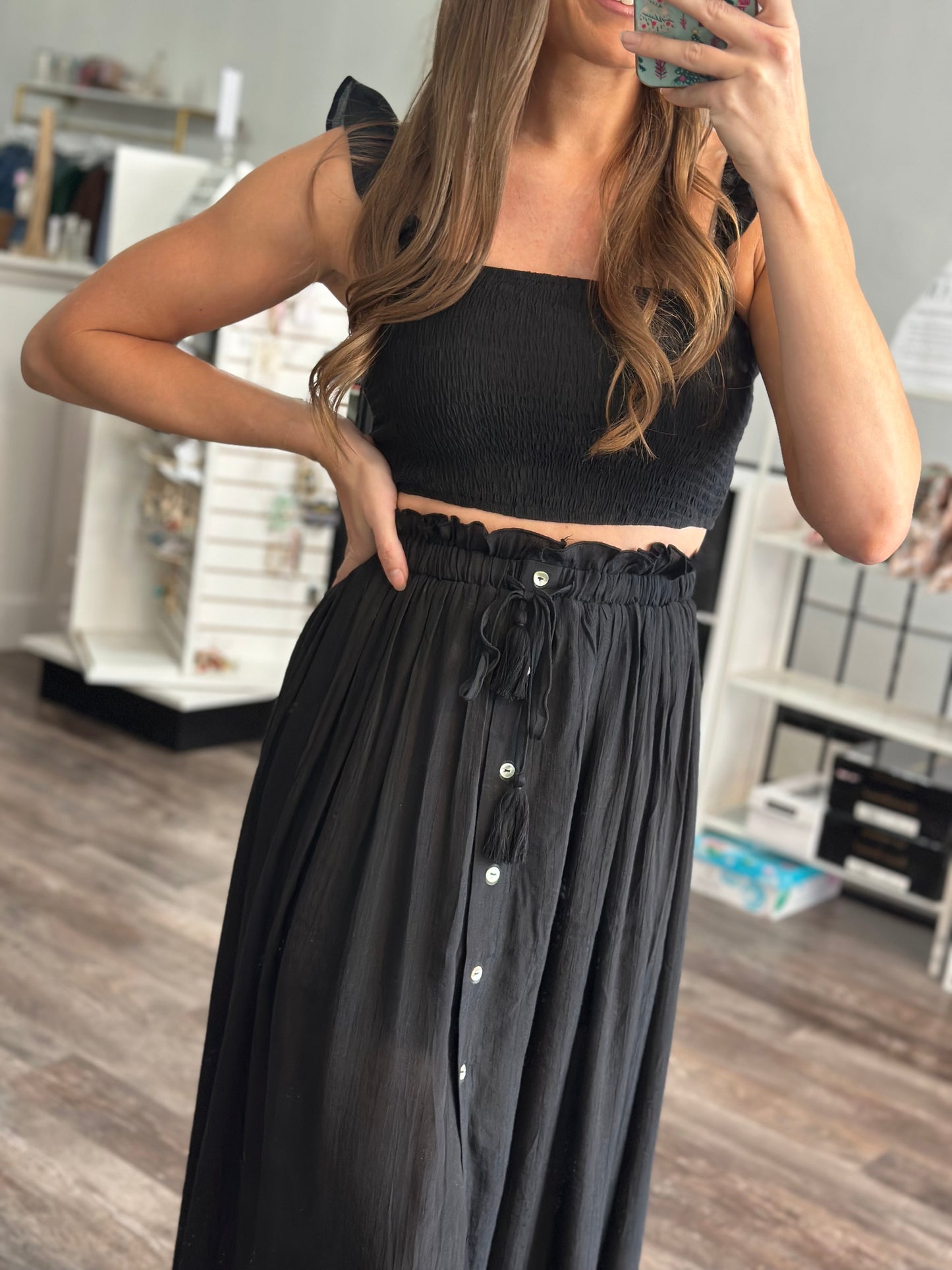 RESTOCK Hear The Waves 2-Piece Maxi Set (Black)