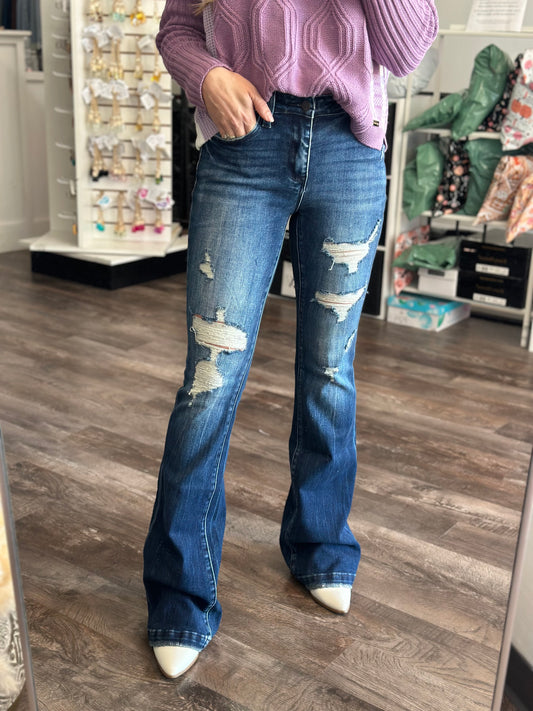 Katy Destroyed Flare Denim