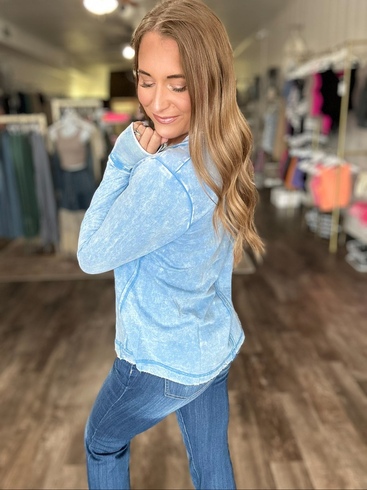 Know It All Henley Top - Blue