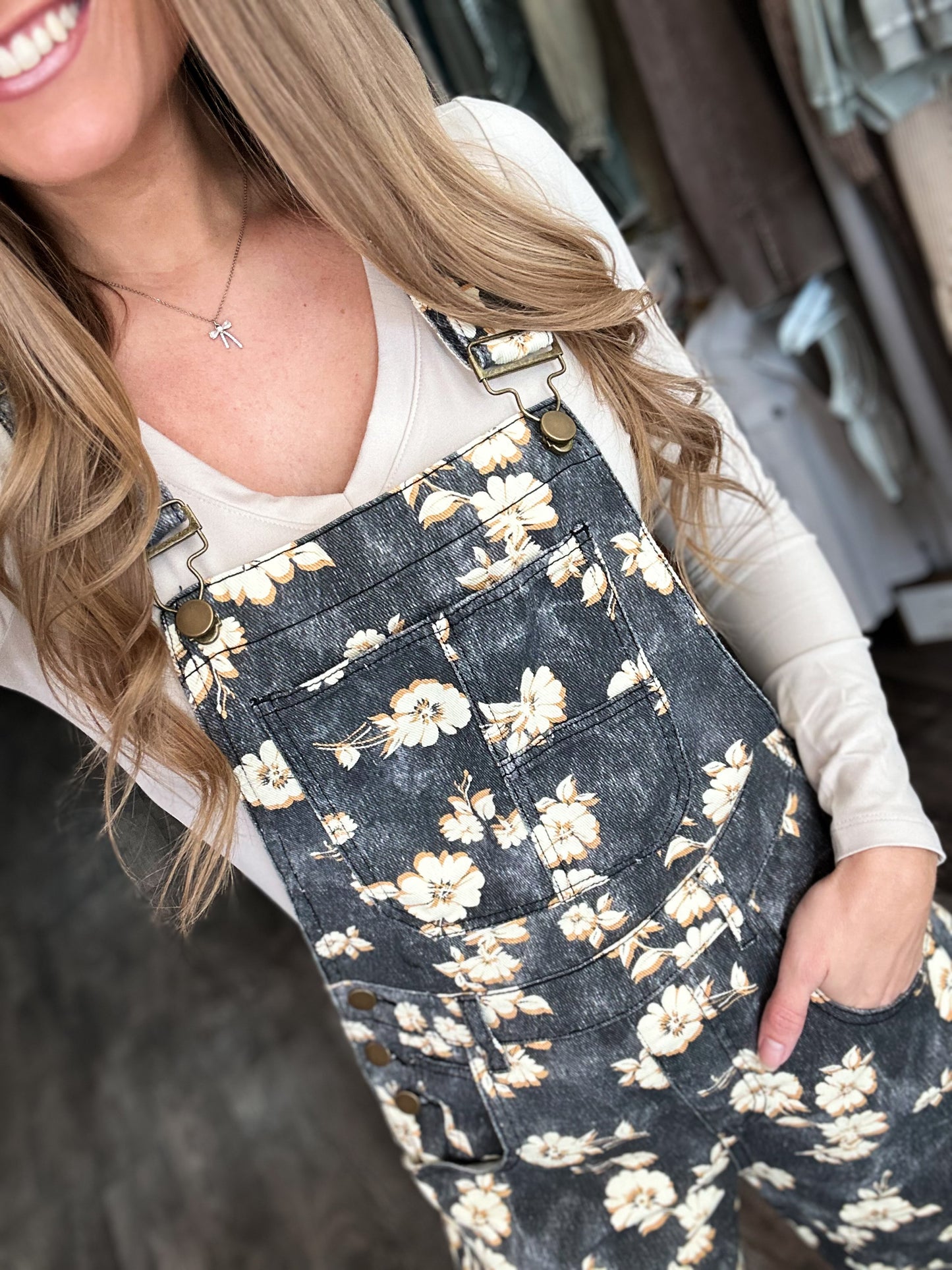 Call Me Vintage Floral Denim Overalls
