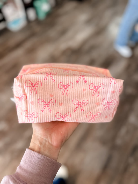 Pink Bow/Heart Cosmetic Bag
