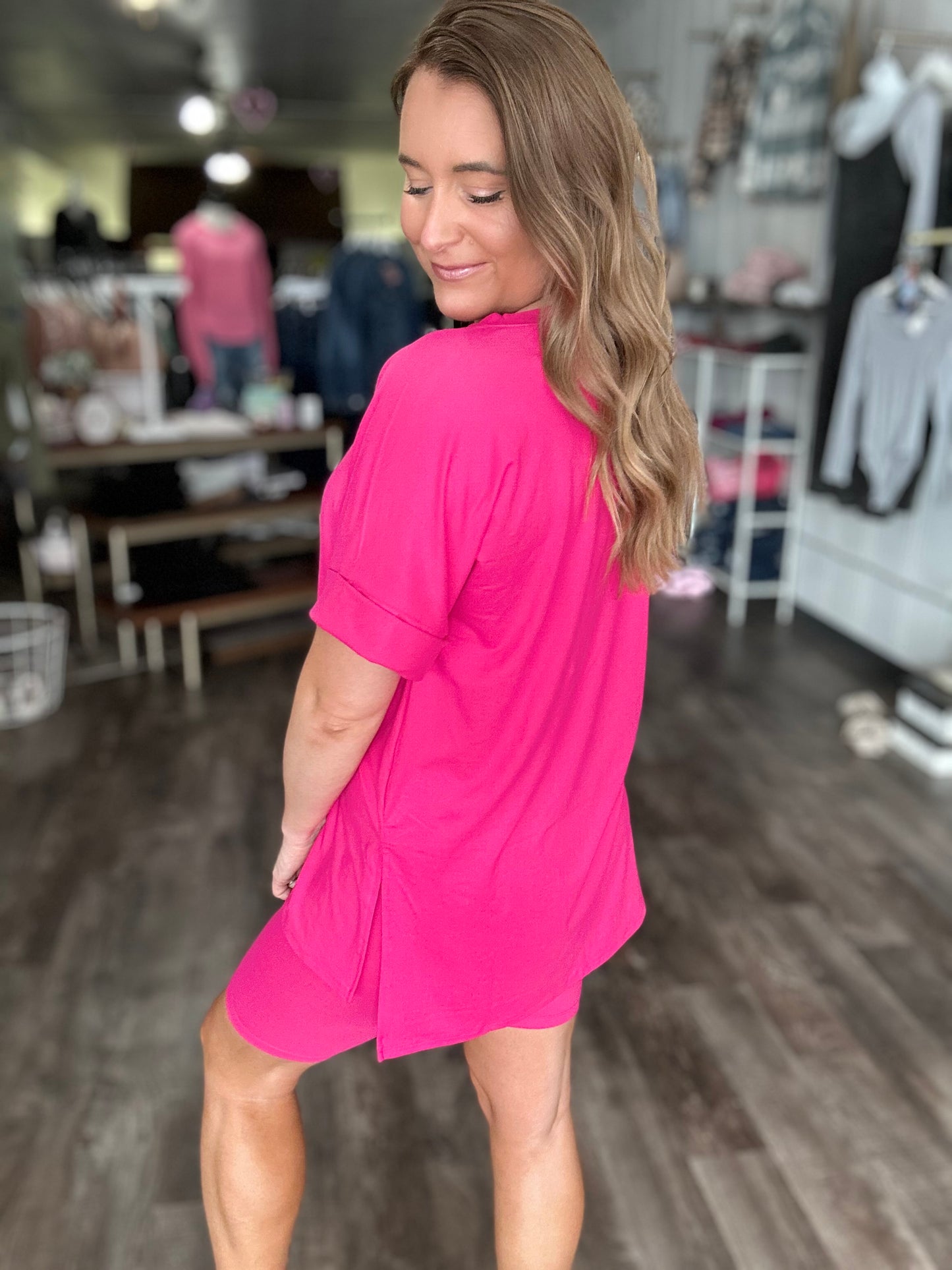 Have It Your Way Biker Shorts Set - Hot Pink