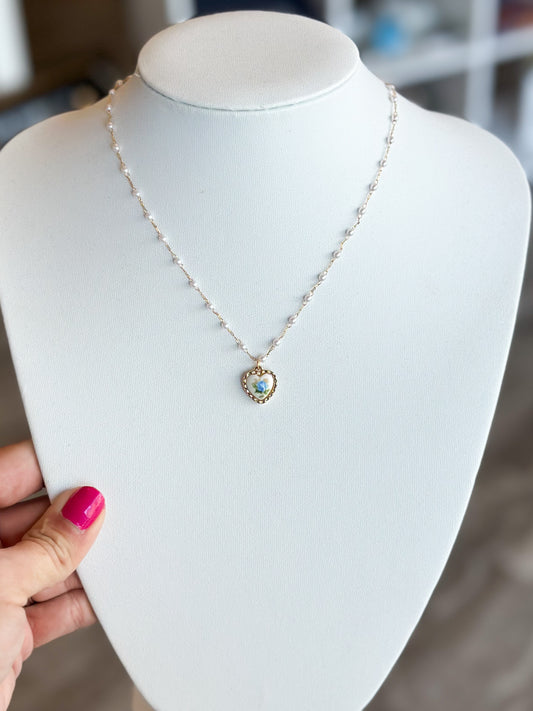 Vintage Floral Heart Necklace
