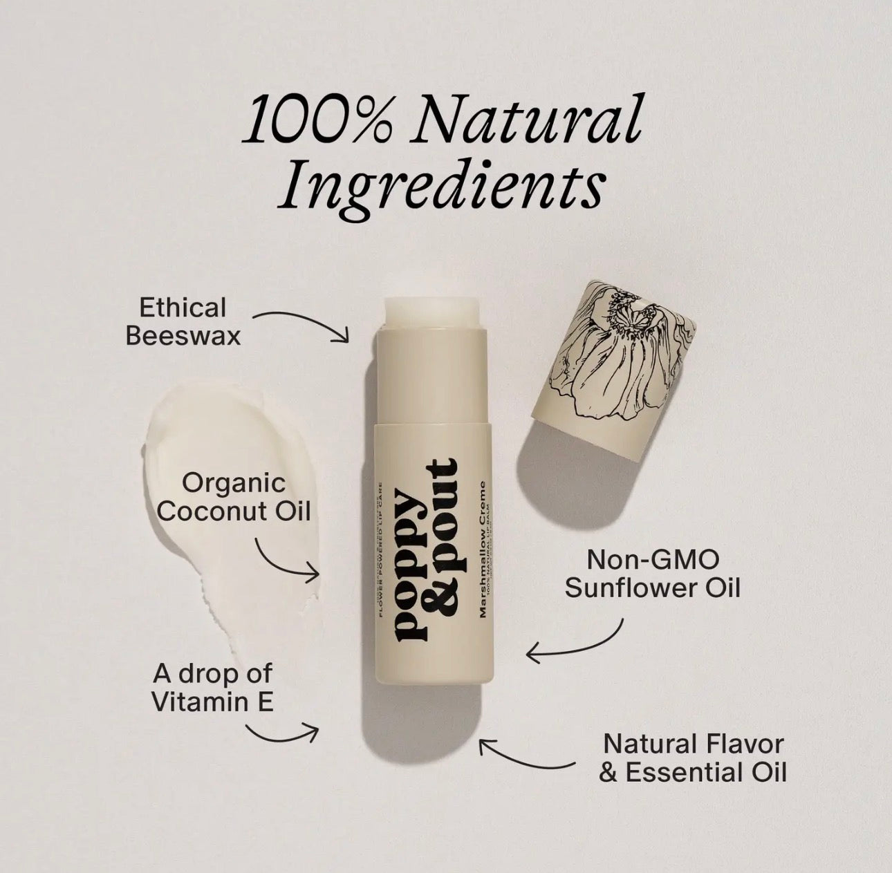 Poppy & Pout Lip Balm - Marshmallow Creme